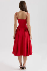 Spaghetti Strap Corset Midi Dress