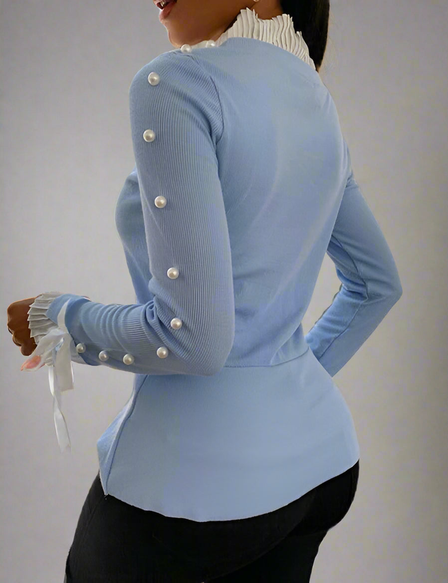 Långärmad blus med eleganta sömmar