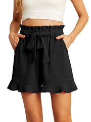 Pleated shorts with tie belt