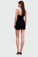 Black mini dress with pearl details