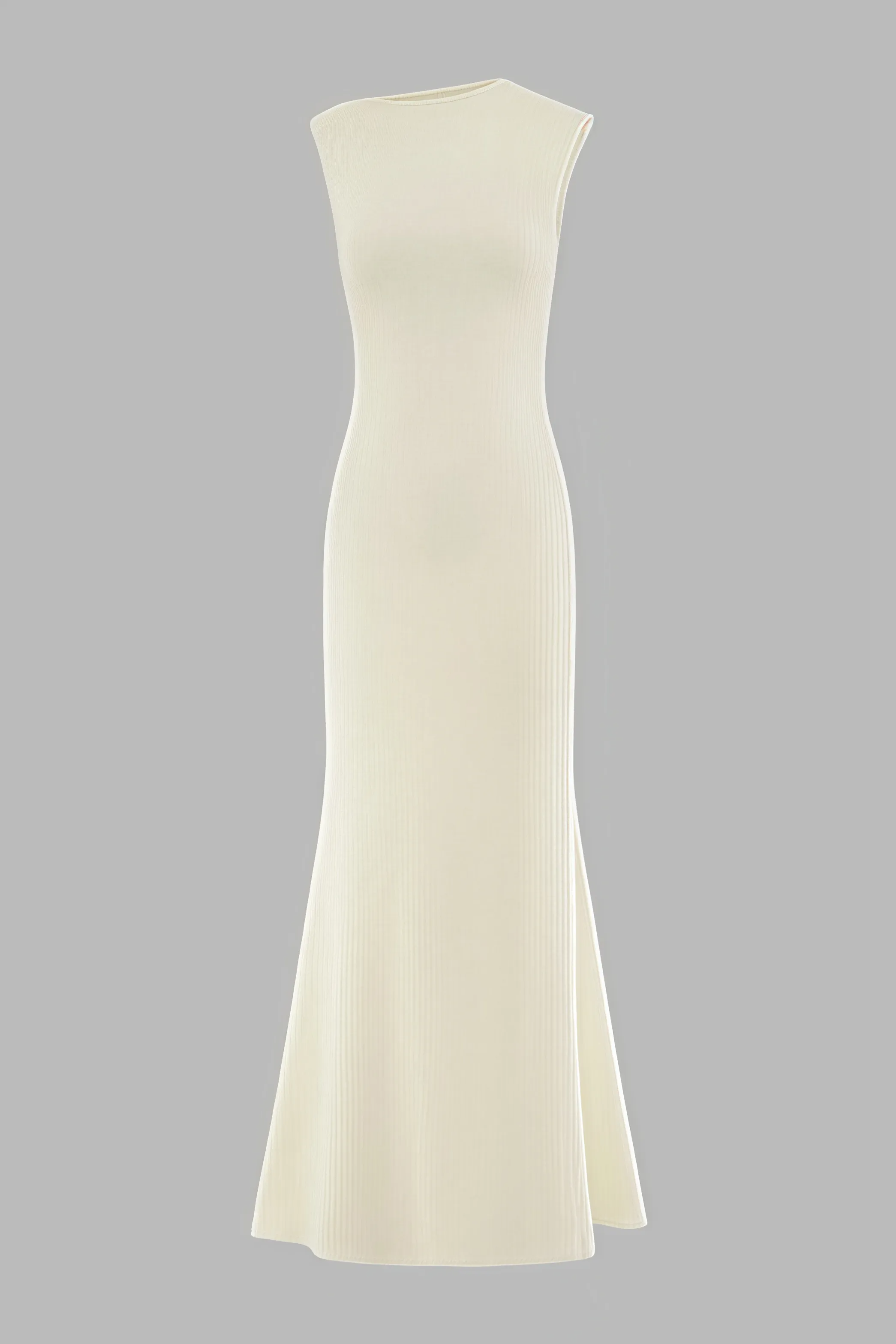 Cream sleeveless maxi dress with high neck