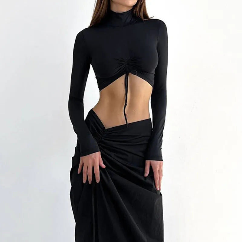 Långärmad smal topp med spets