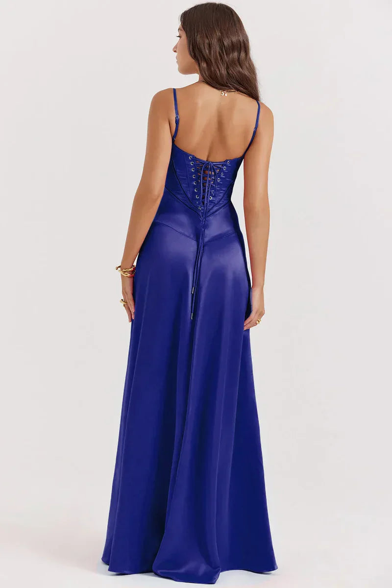 Spaghetti strap satin maxi dress