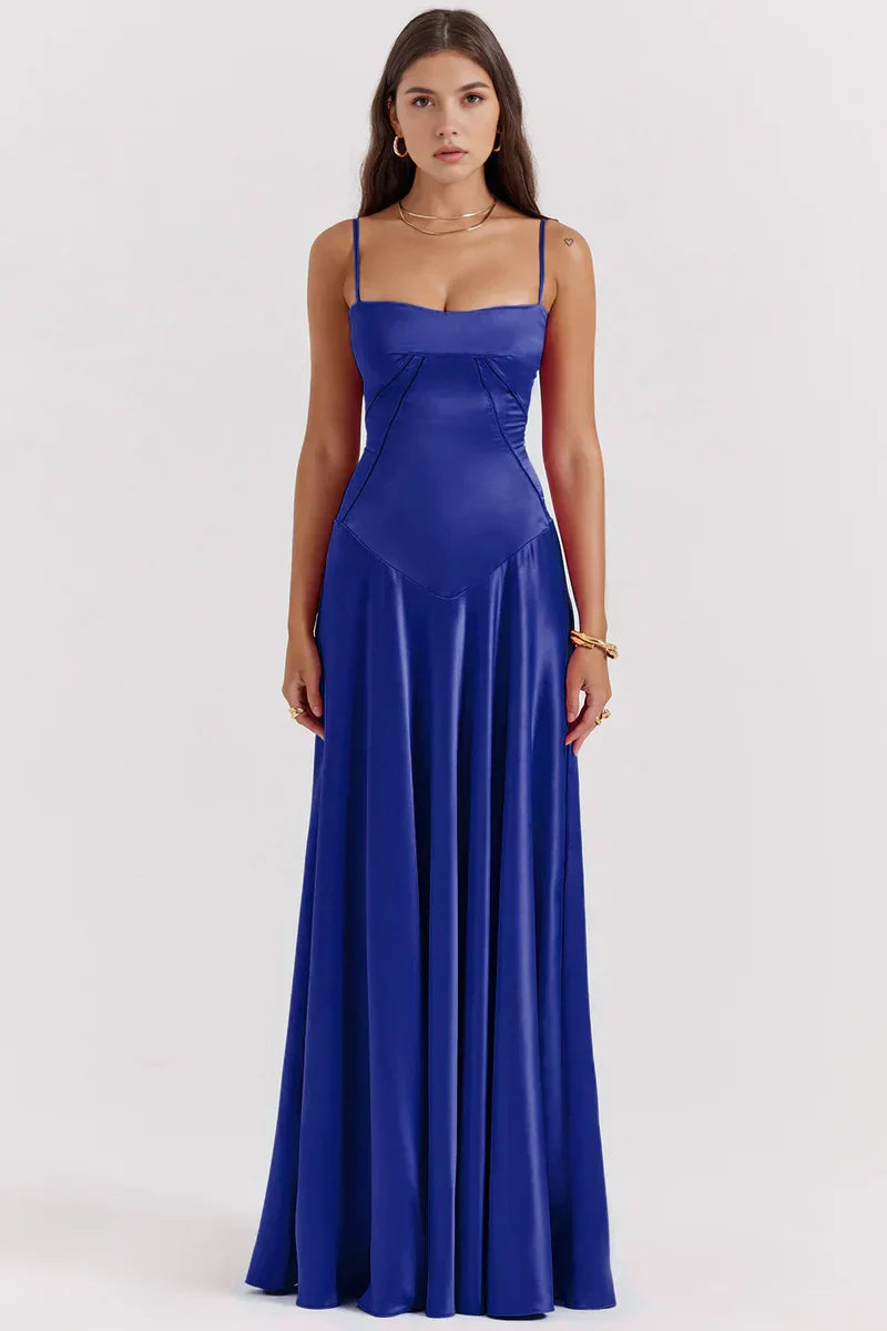 Spaghetti strap satin maxi dress