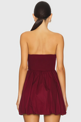 Strapless balloon mini dress with structured cups