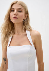 White backless mini dress