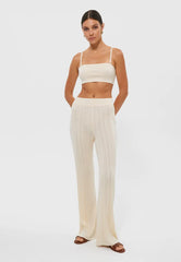 Wide and soft ribbed pants