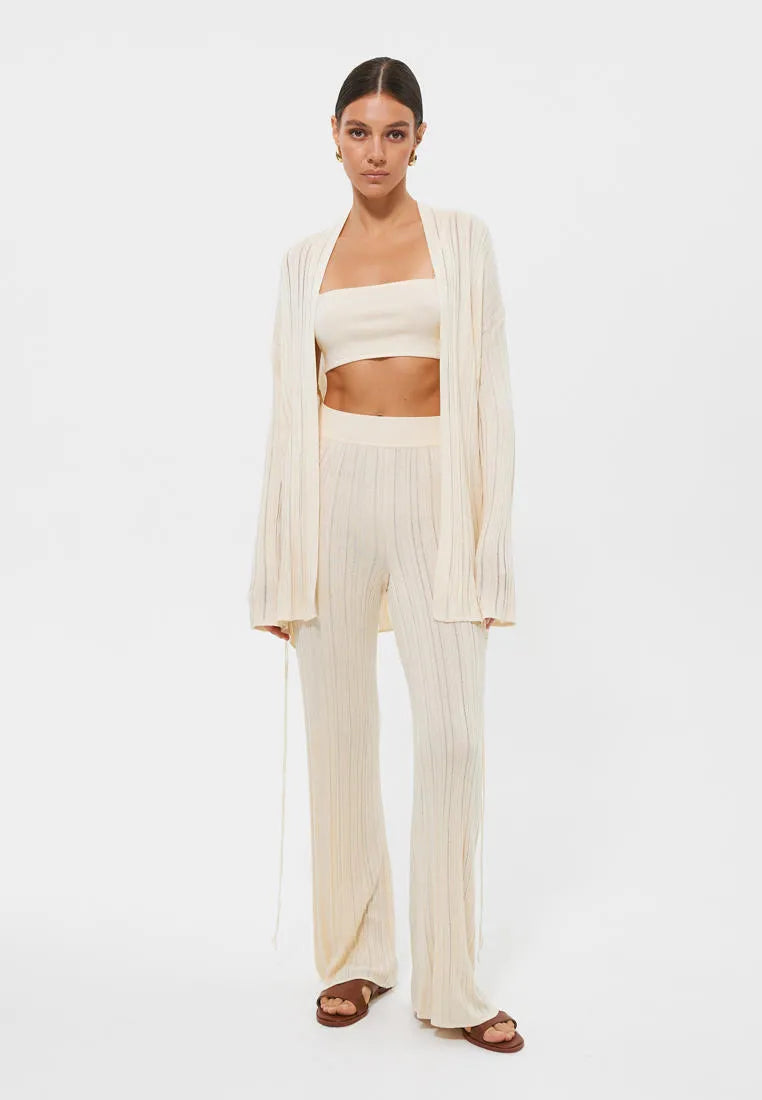 Wide and soft ribbed pants