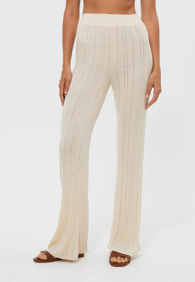 Wide and soft ribbed pants