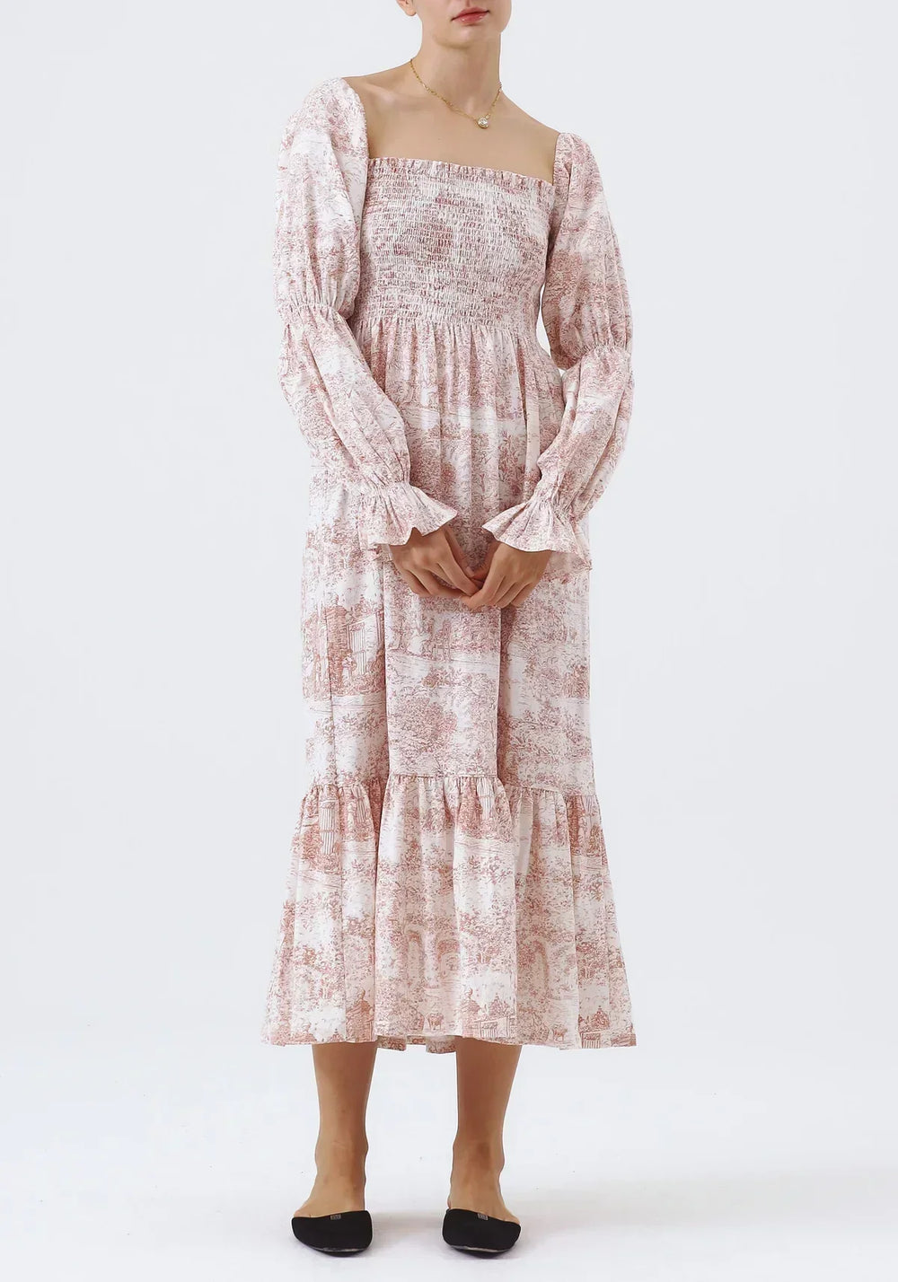 Lång klänning  korsett med klockärmar