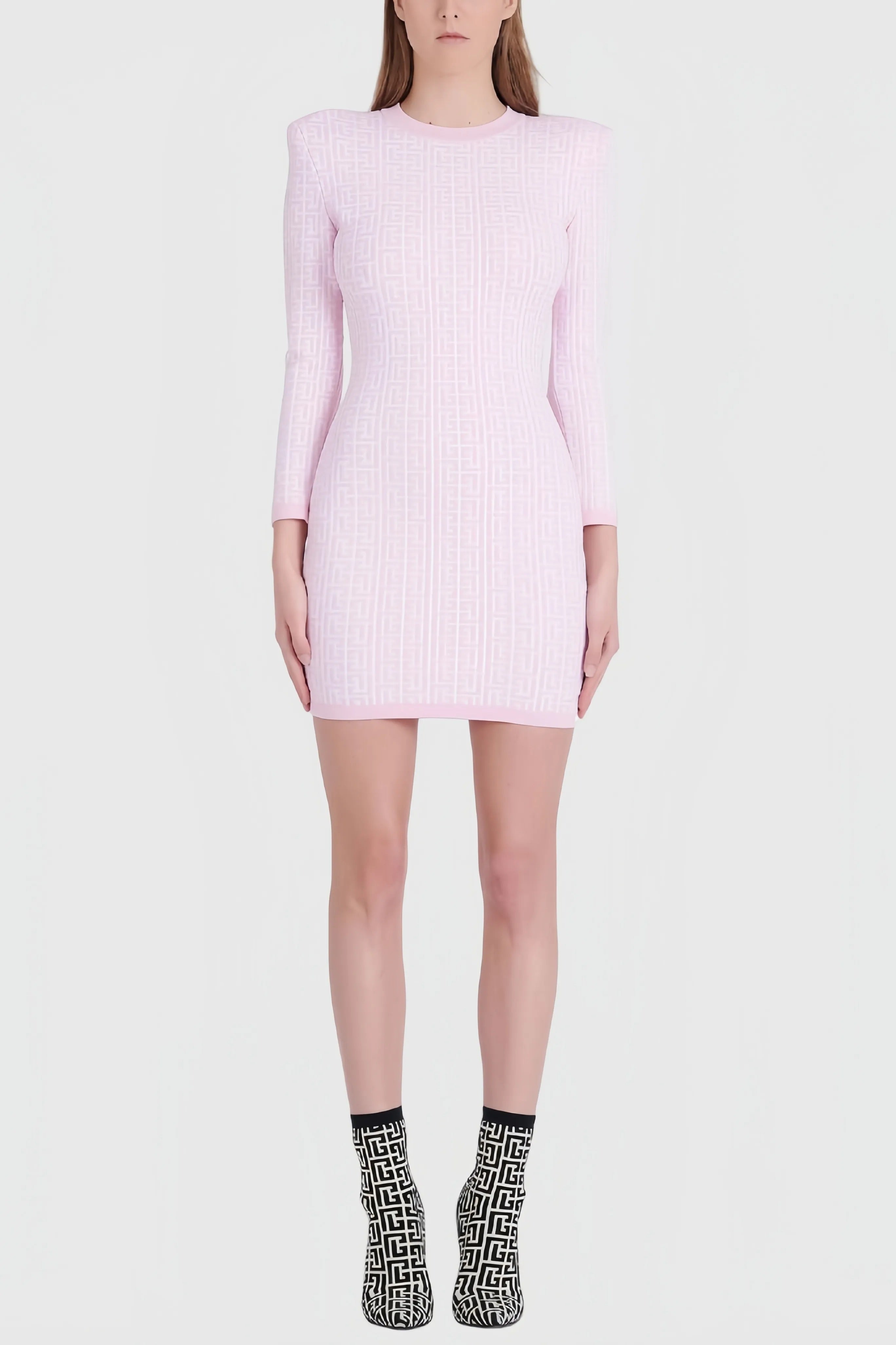 Light pink bodycon dress with graphic pattern