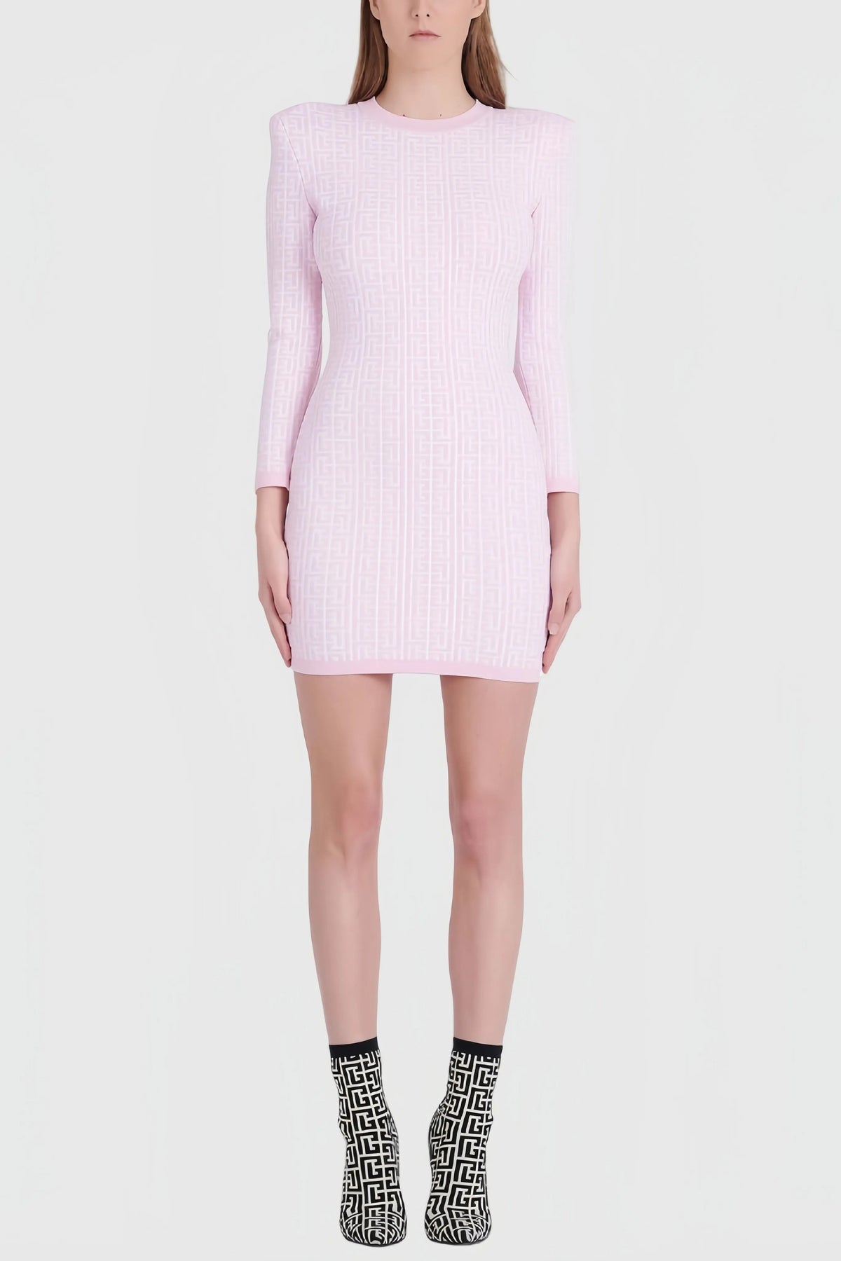 Light pink bodycon dress with graphic pattern