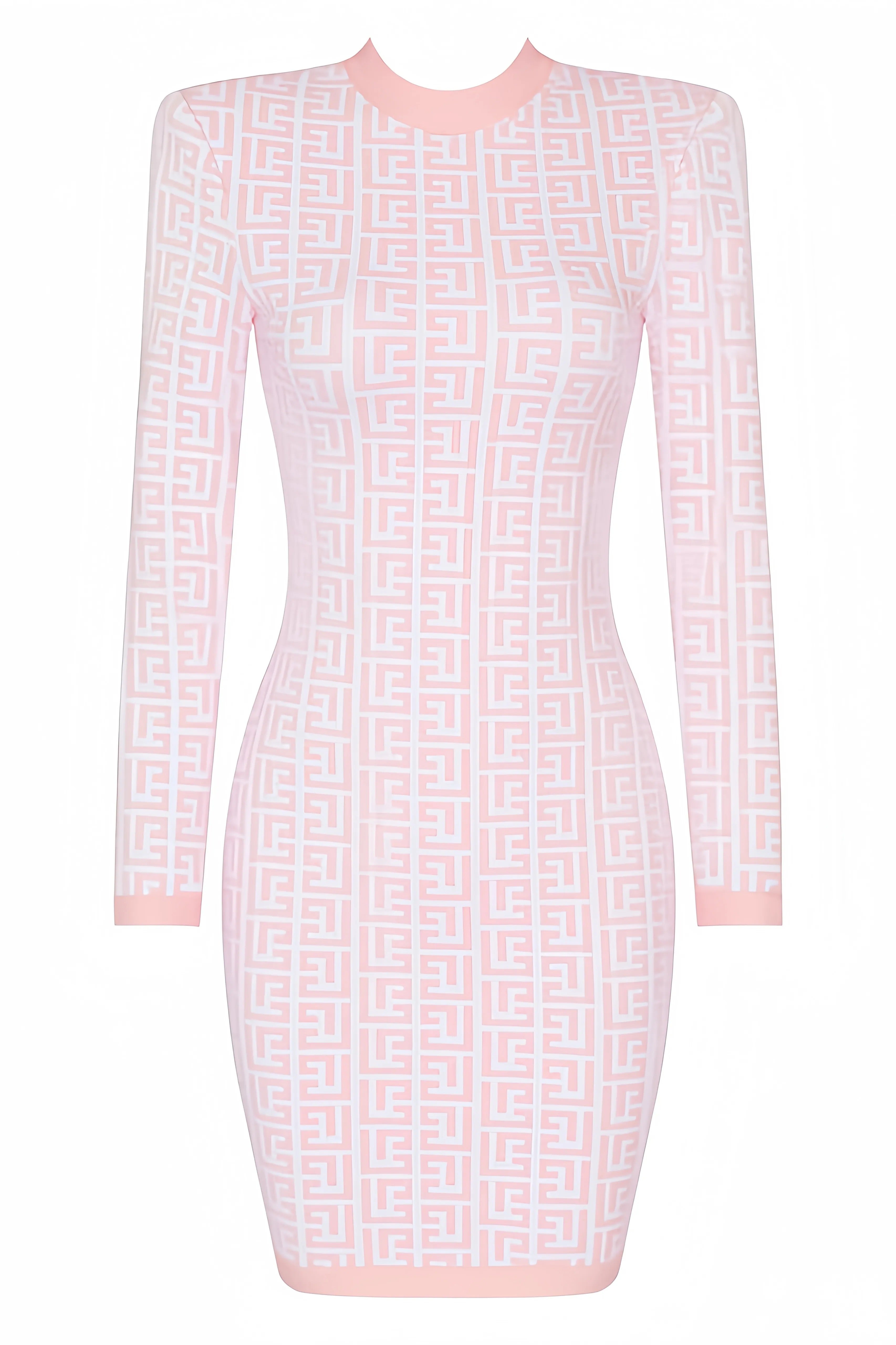 Light pink bodycon dress with graphic pattern