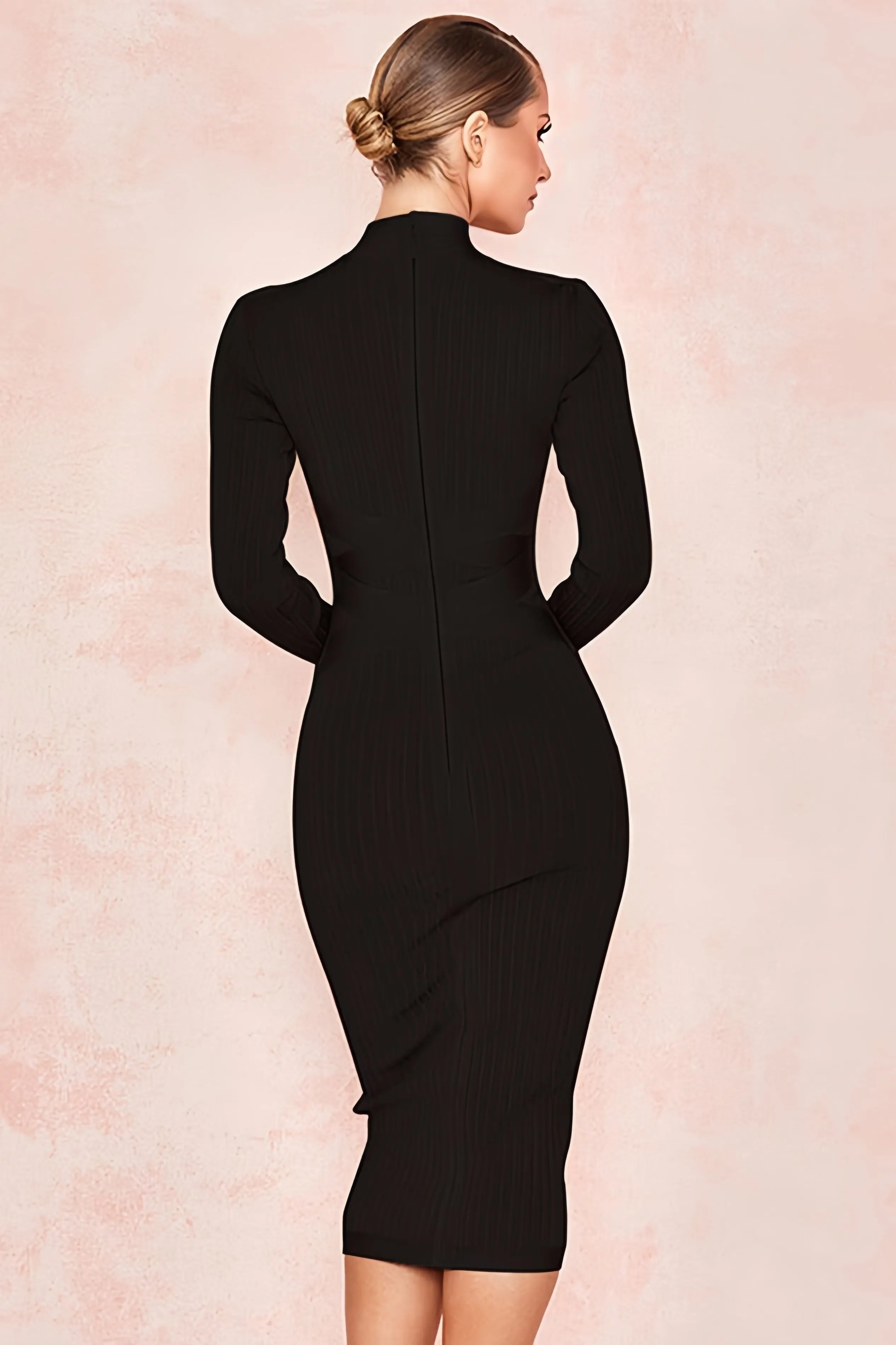 Ribbed bodycon midi dress with wrap detail