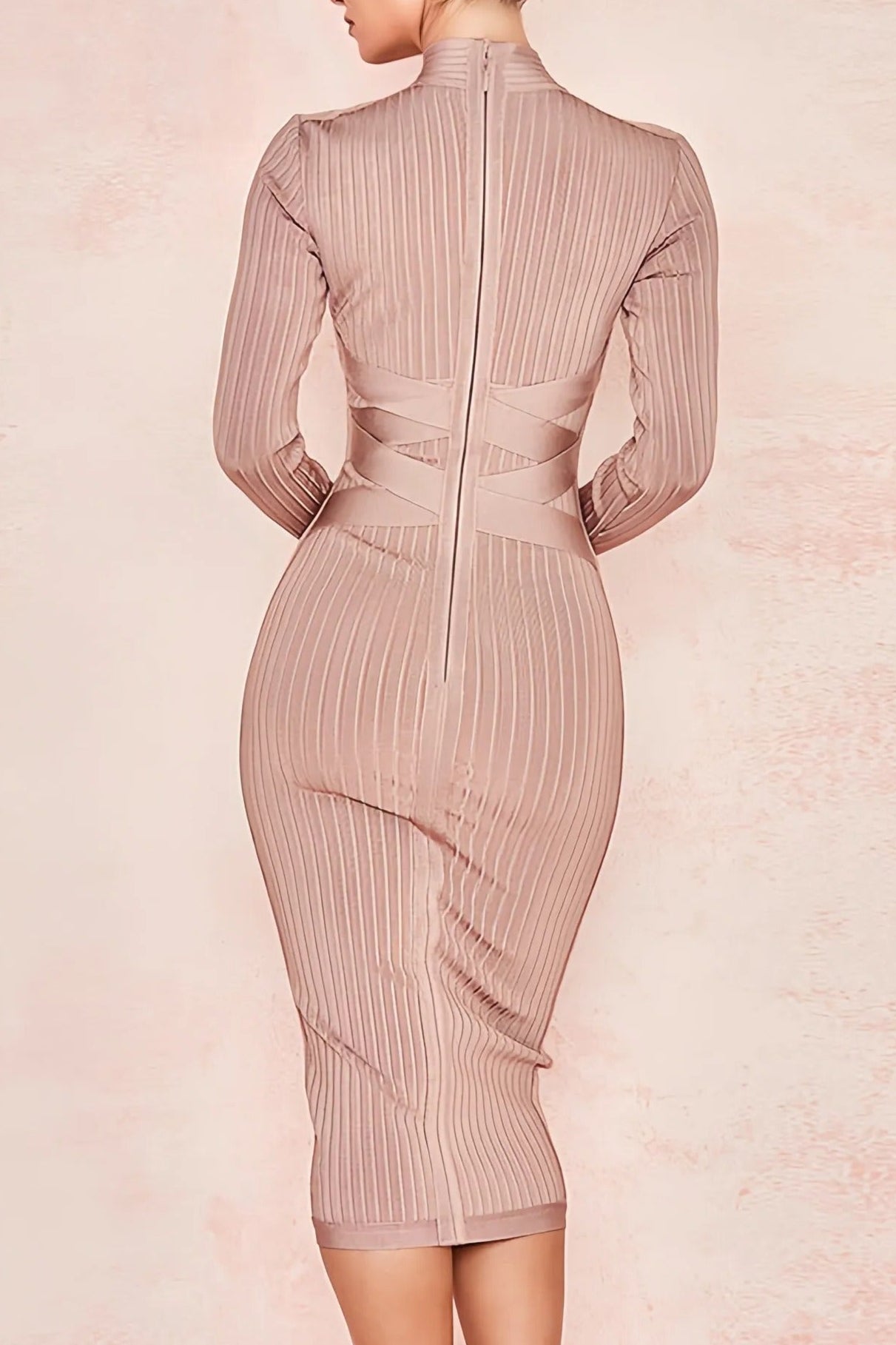 Ribbed bodycon midi dress with wrap detail