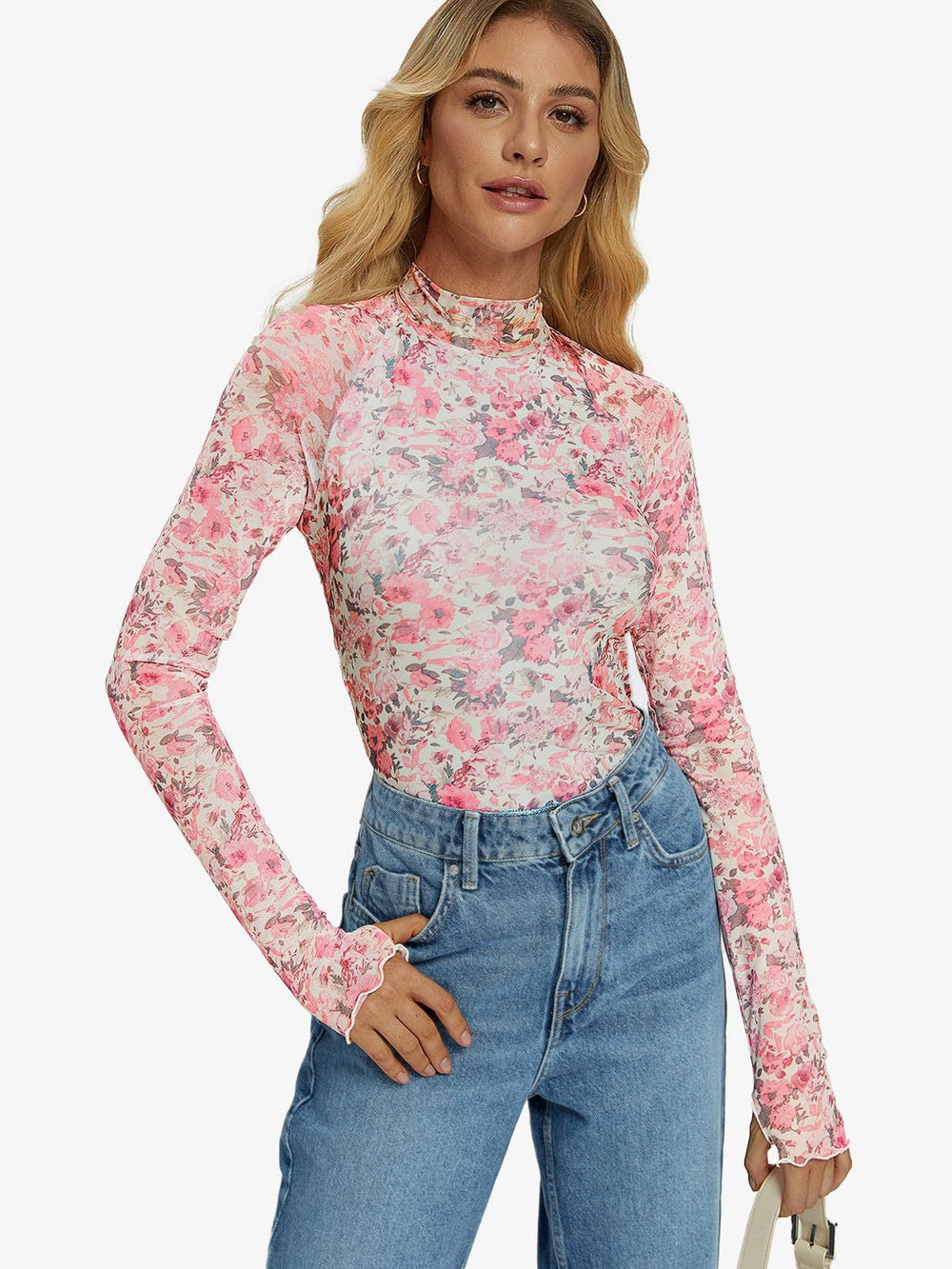 Tryckt skjorta med långärmad tumhål