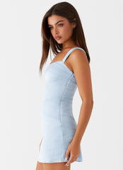 Light blue mini dress with wide straps