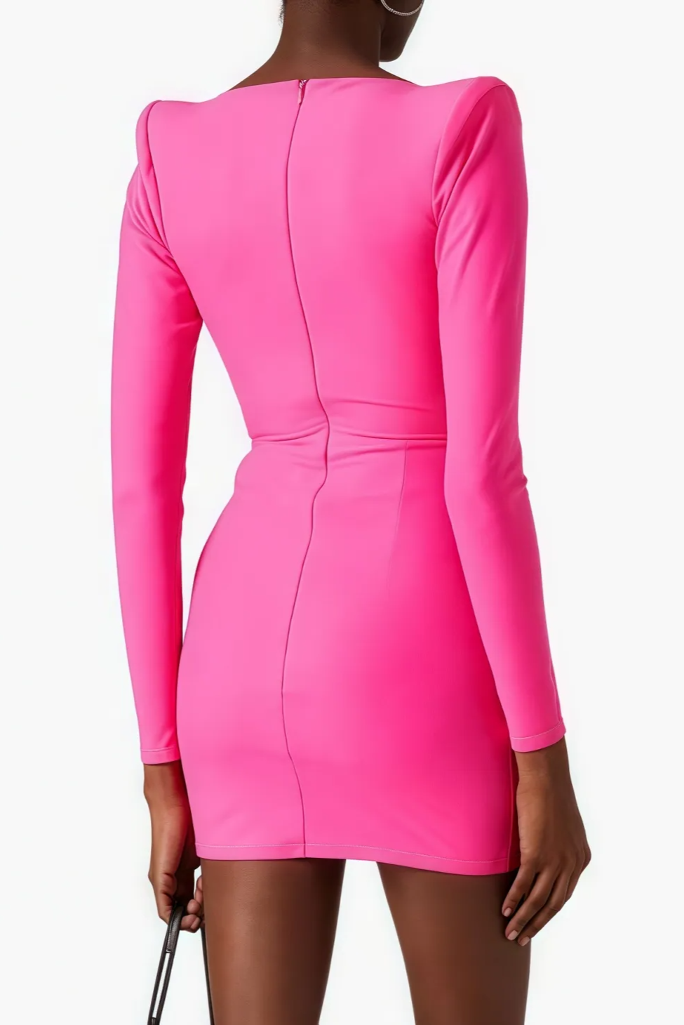 Pink long sleeve bodycon mini dress