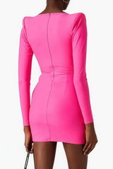 Pink long sleeve bodycon mini dress