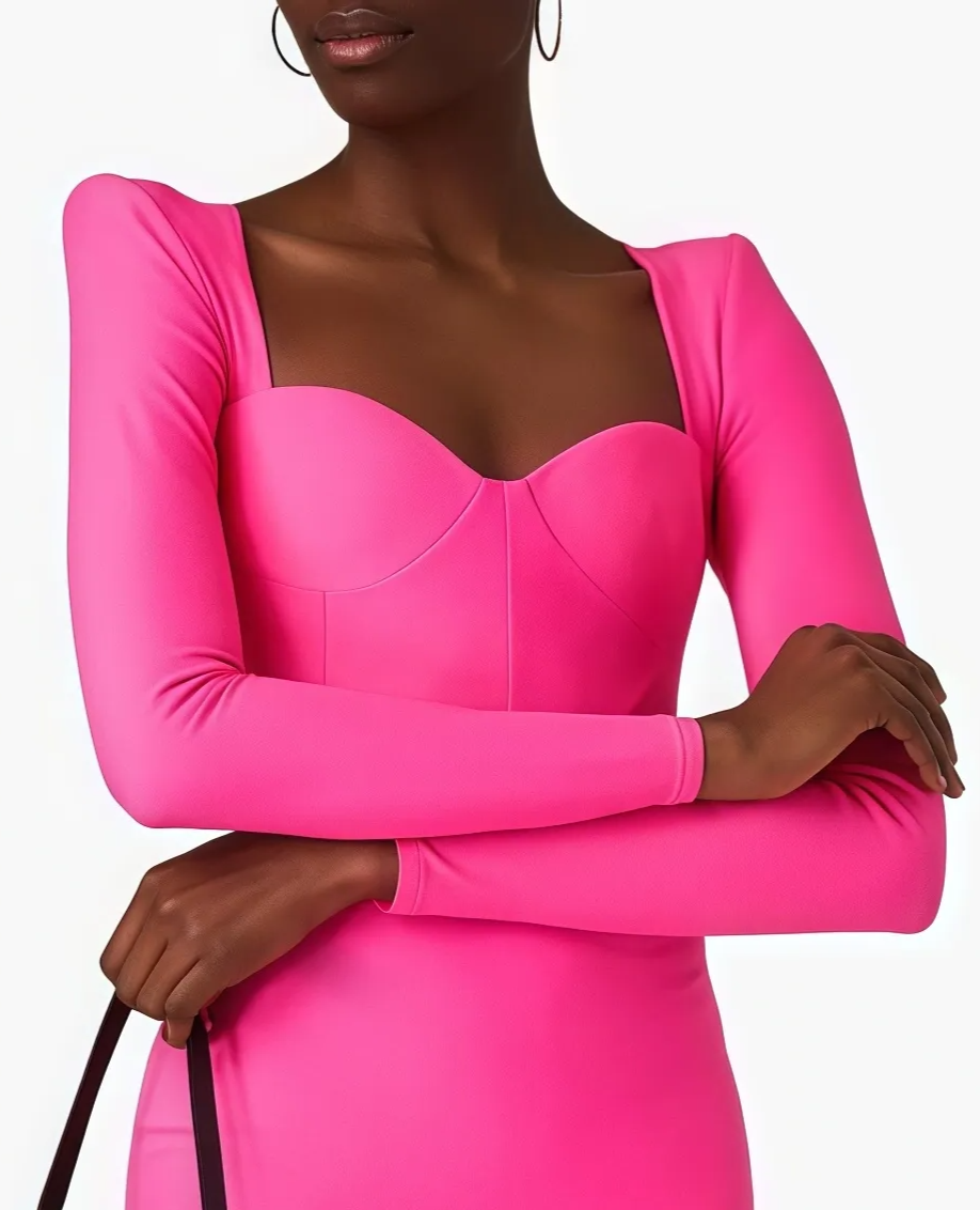 Pink long sleeve bodycon mini dress