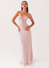 Light pink long dress with bows