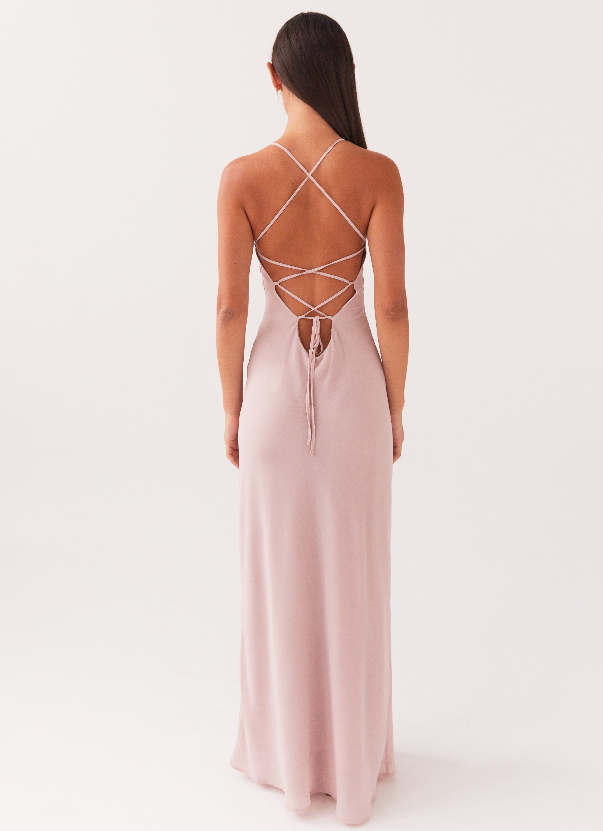 Light pink long dress with bows