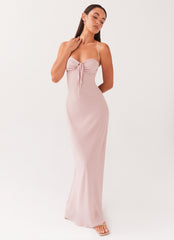 Light pink long dress with bows