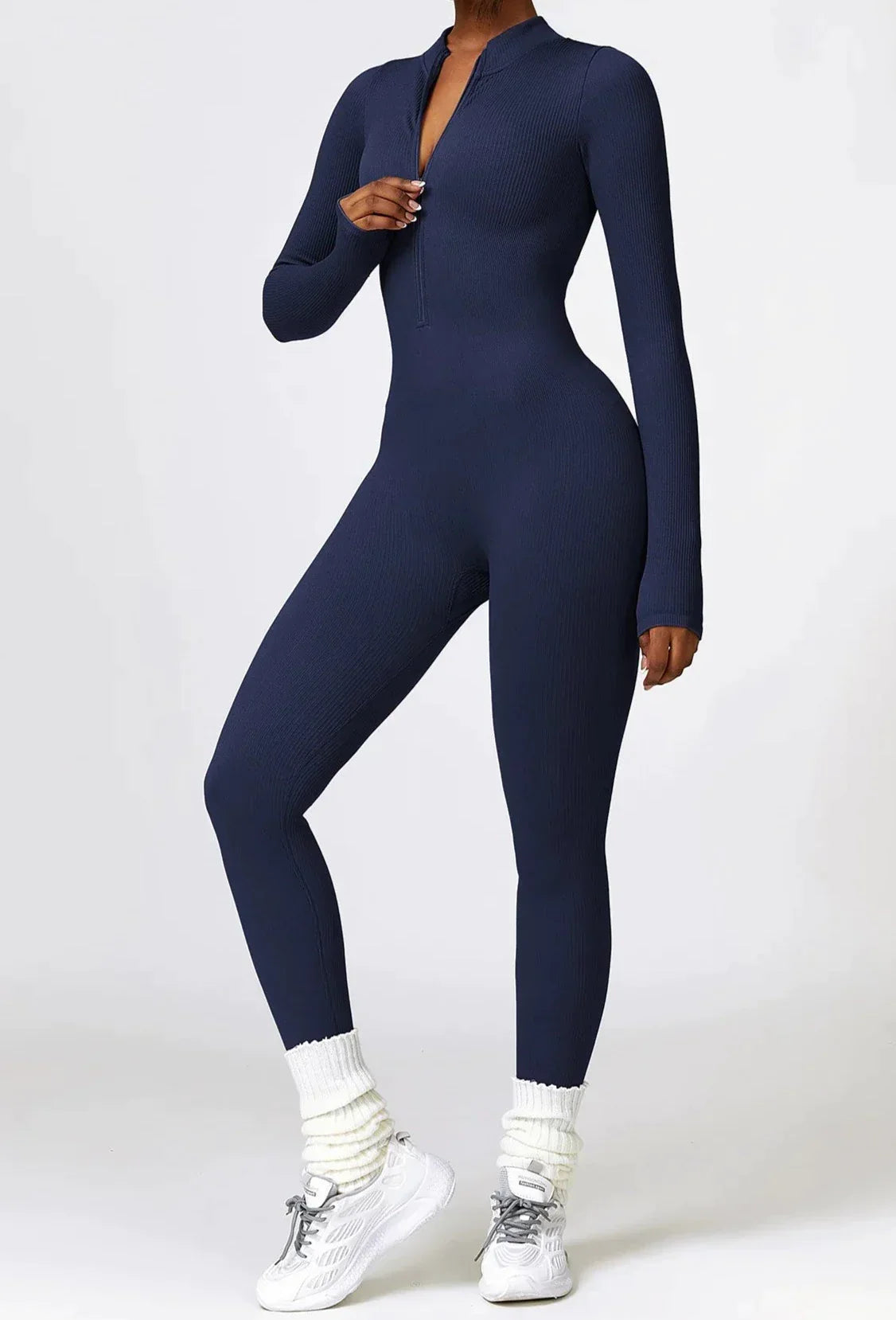 Ribbed tracksuit with zipper