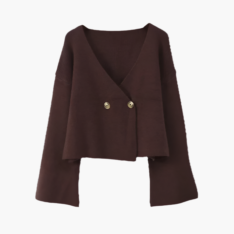 Långärmad stickad cardigan tröja topp