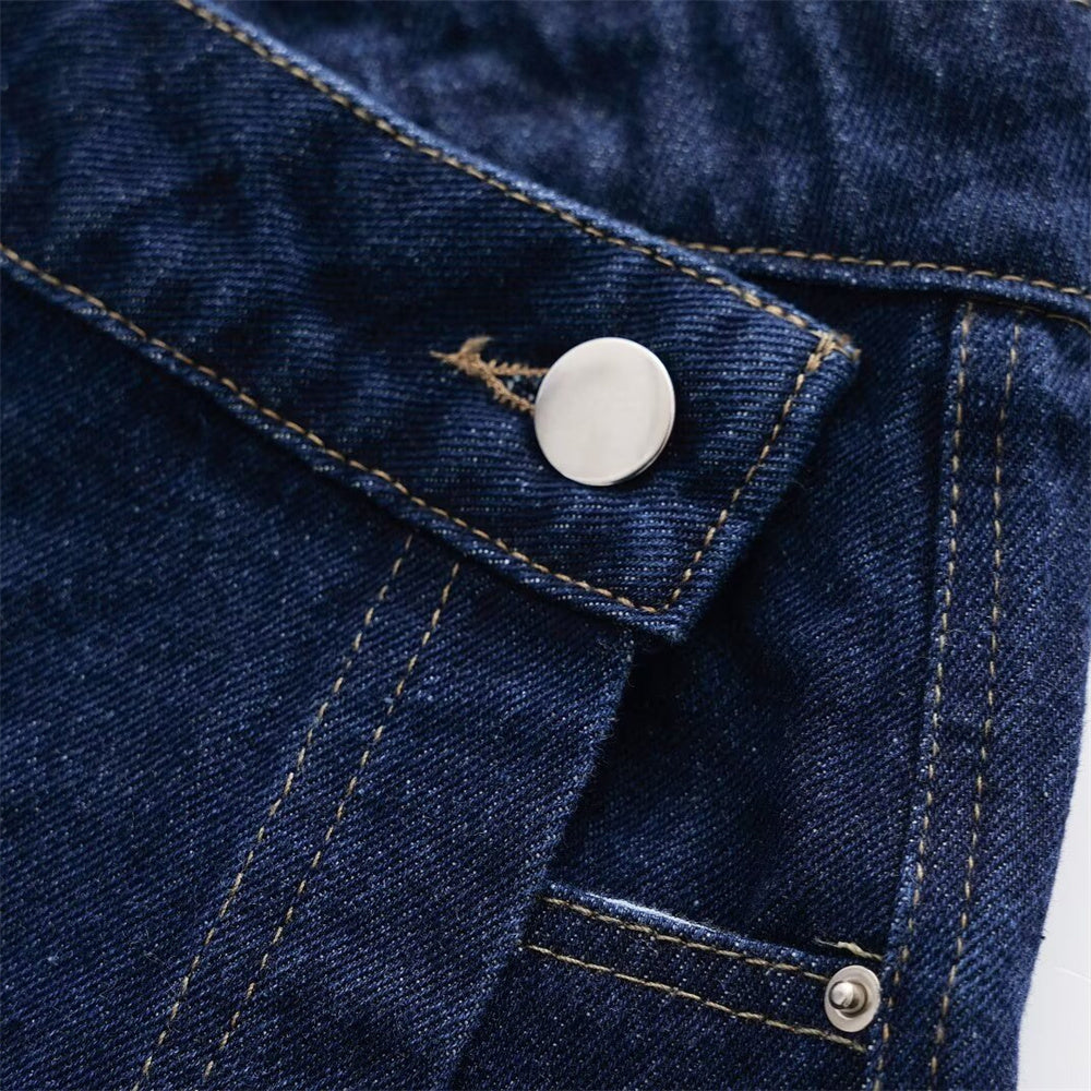 Dark blue skort with asymmetrical waist