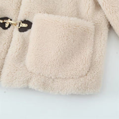 Vila teddy fleecejacka med spänne