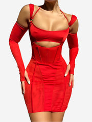 Tight rygglös långärmad miniklänning