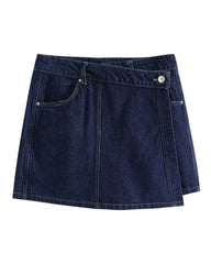 Dark blue skort with asymmetrical waist