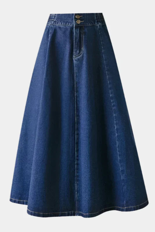 Blue flared midi skirt