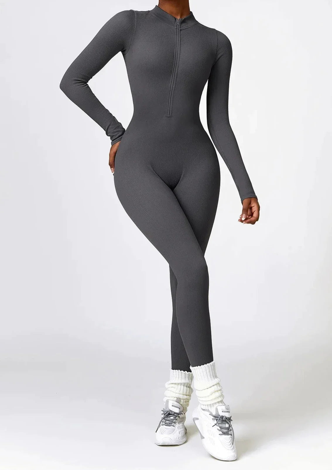 Ribbed tracksuit with zipper