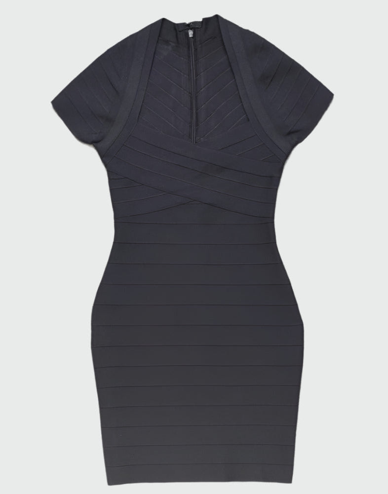 Elegant short sleeve bandage dress