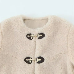 Vila teddy fleecejacka med spänne