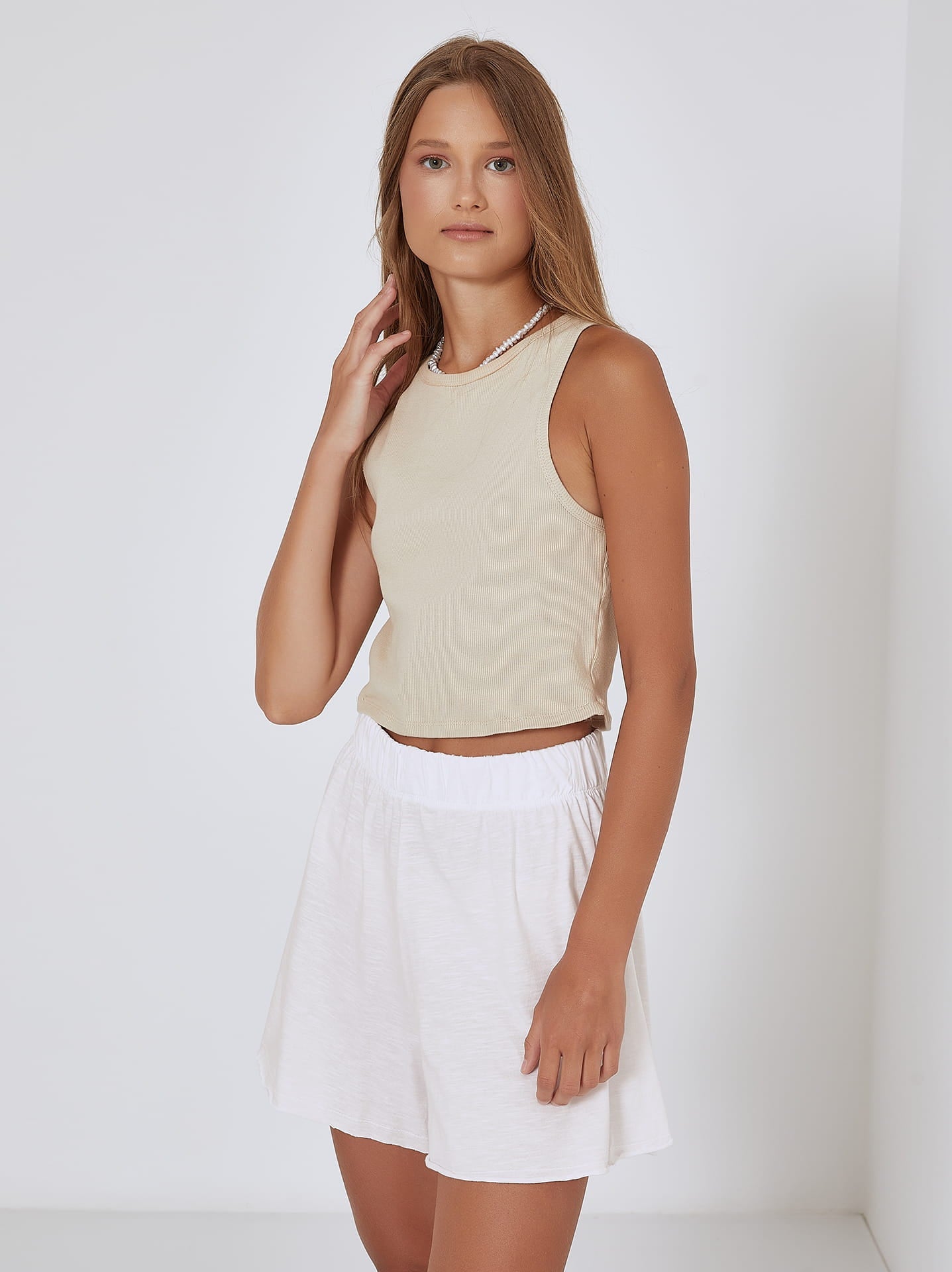 Wide shorts with elastic waist