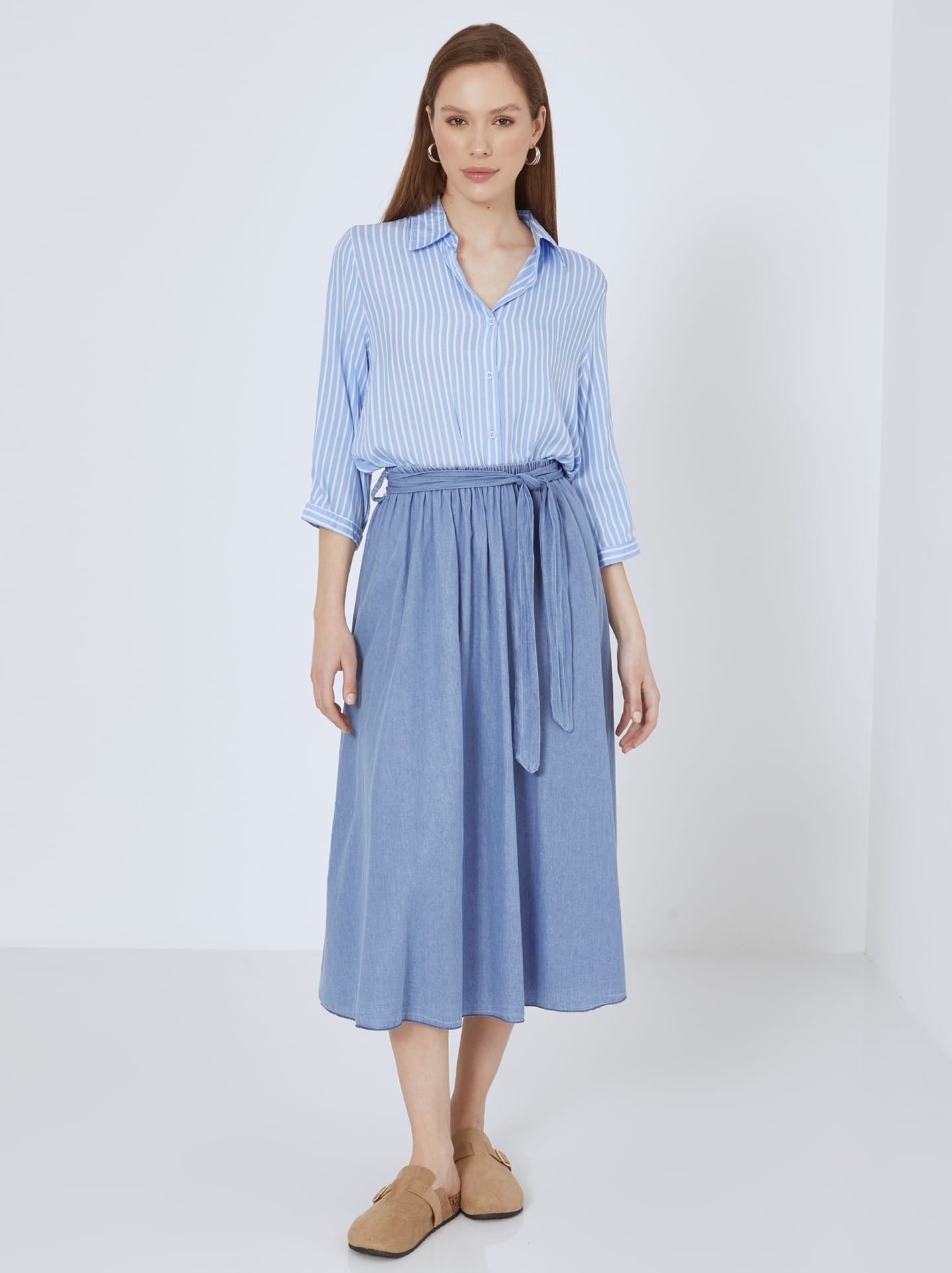 Light blue midi skirt