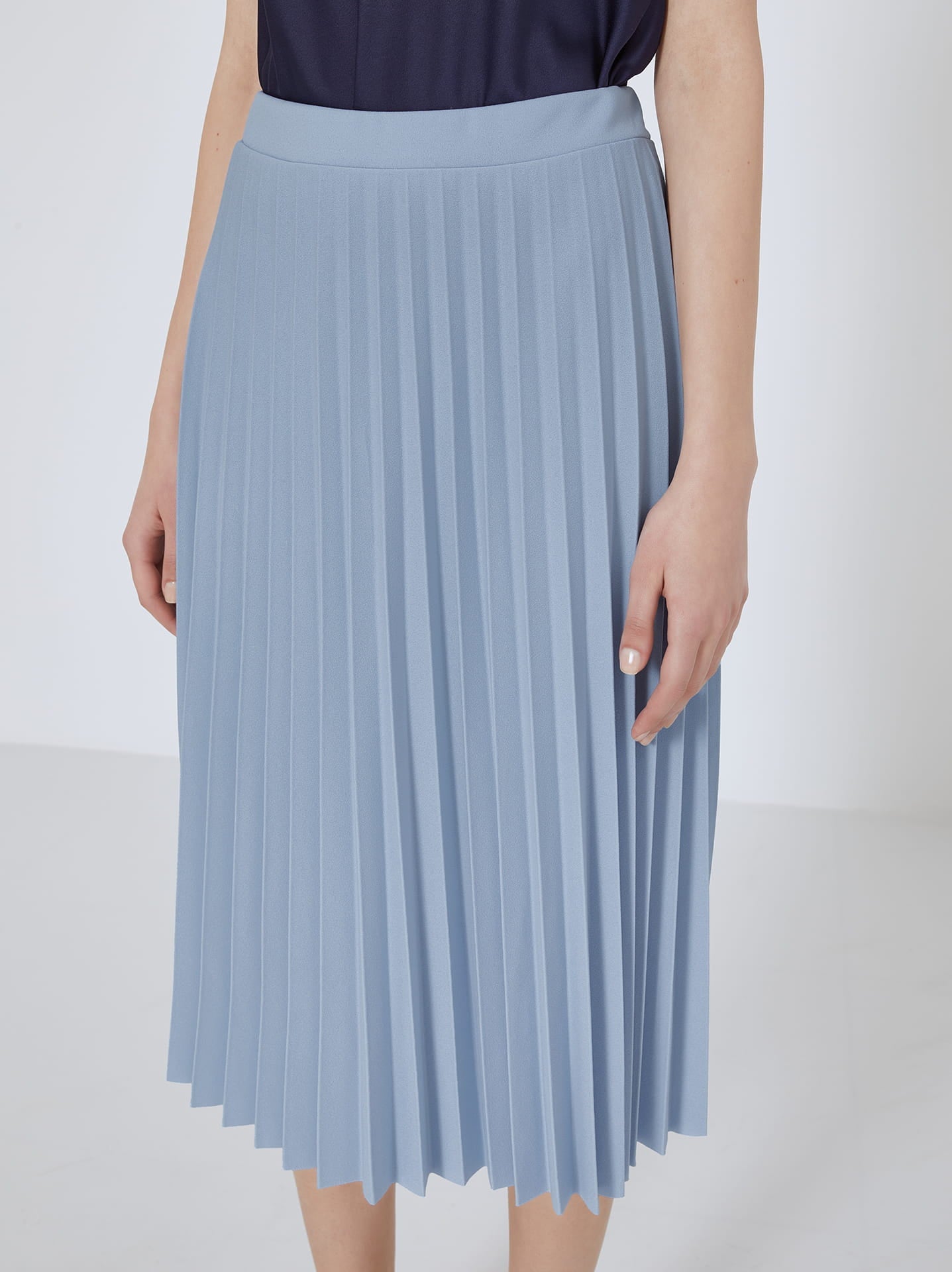Light blue pleated midi dress
