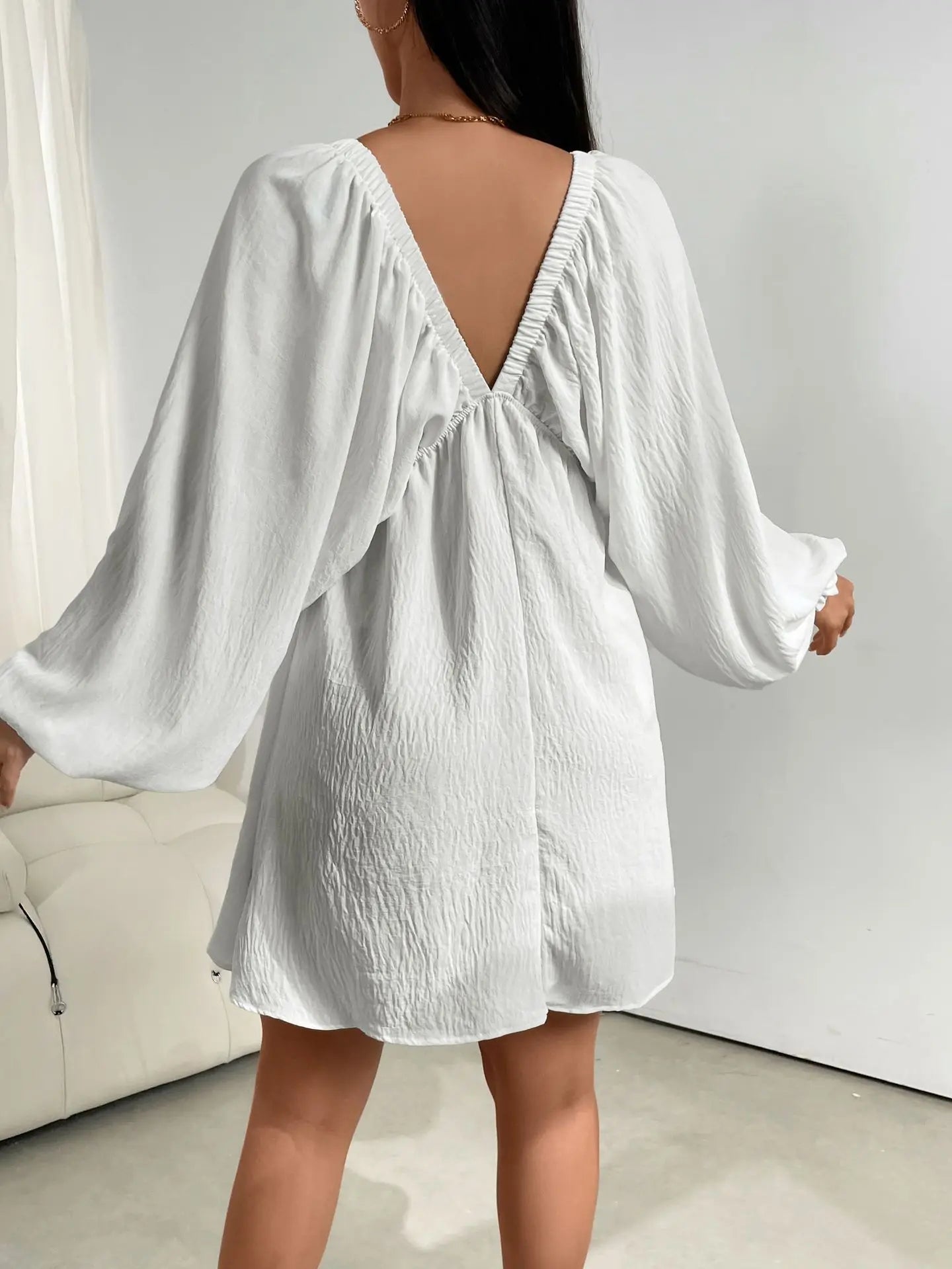 Off-the-shoulder bohemian mini dress