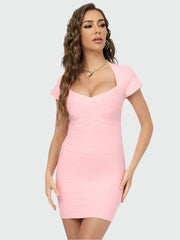 Elegant short sleeve bandage dress
