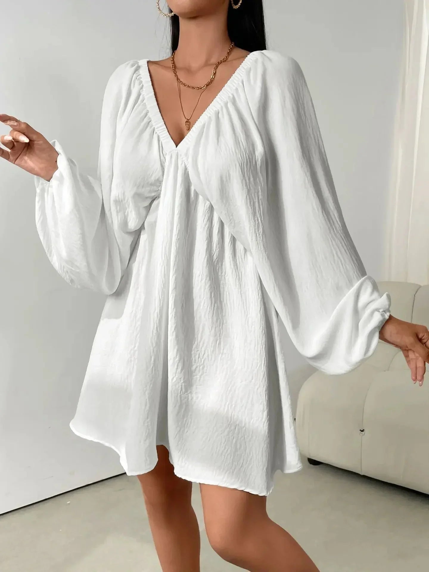 Off-the-shoulder bohemian mini dress