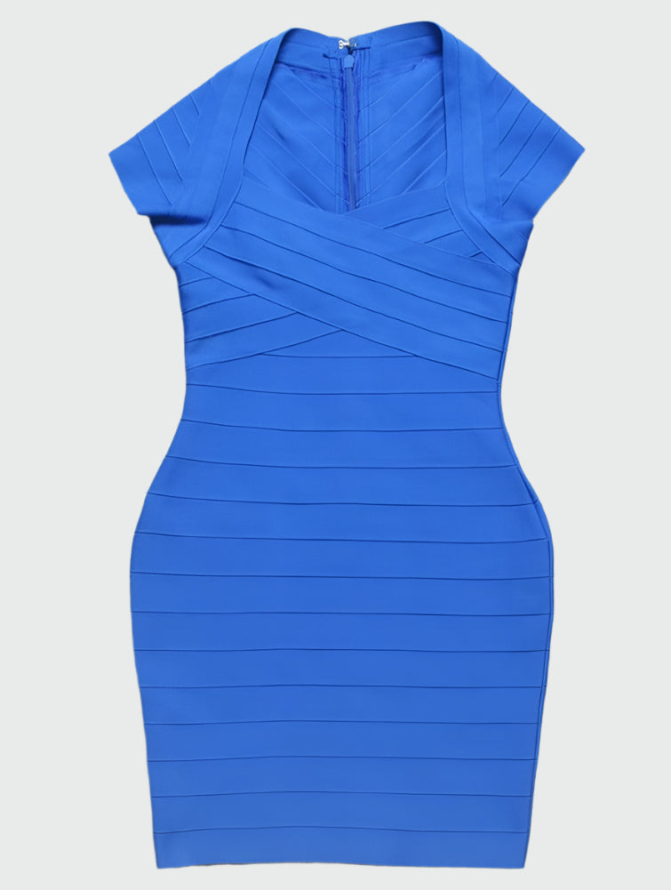Elegant short sleeve bandage dress