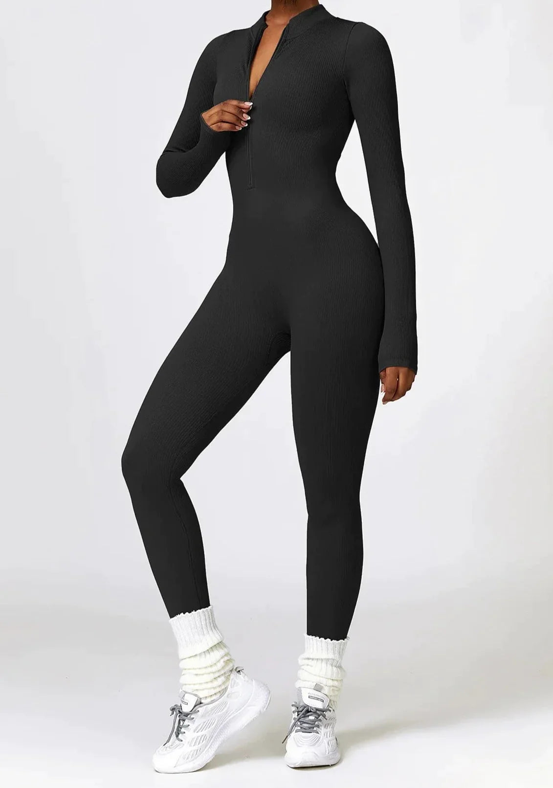 Ribbed tracksuit with zipper