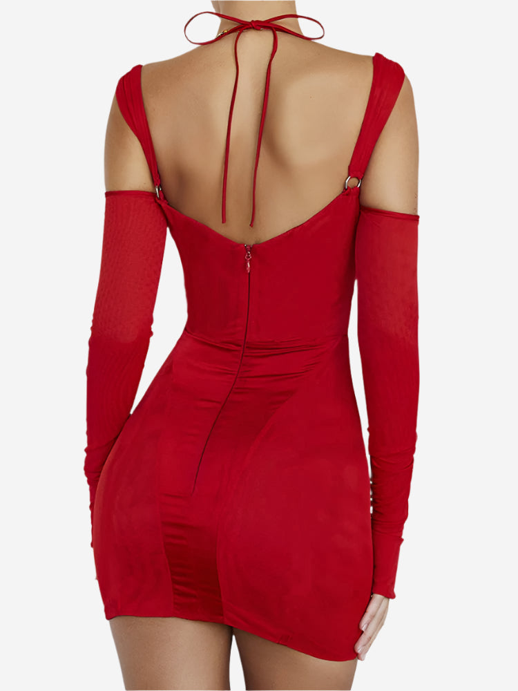 Tight rygglös långärmad miniklänning