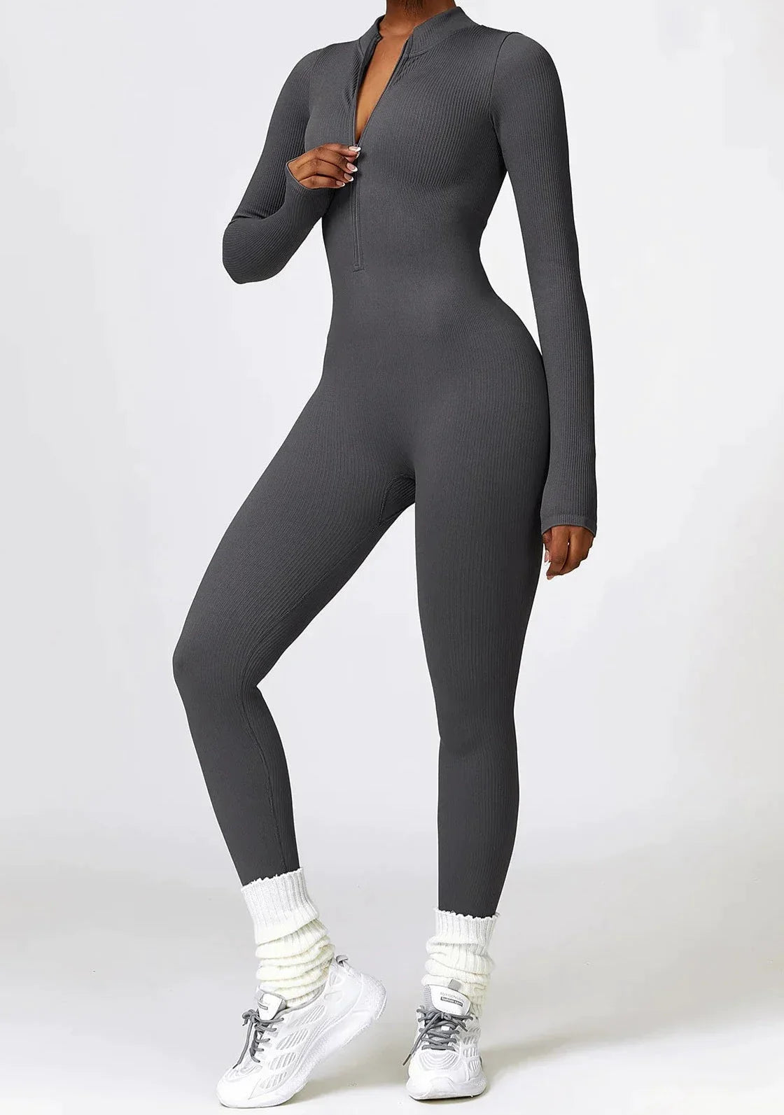 Ribbed tracksuit with zipper