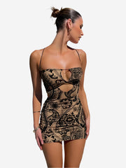 Rygglös bodycon-miniklänning med tryck