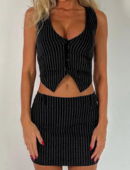 Elegant randig cropväst med minikjol