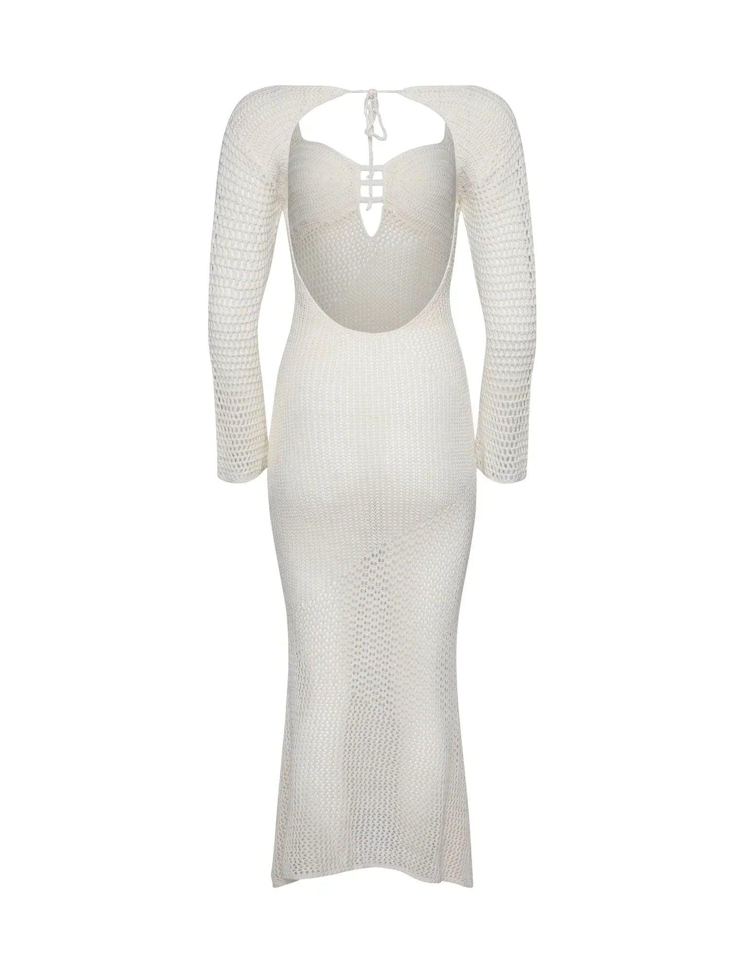 Lyxig vitstickad långklänning